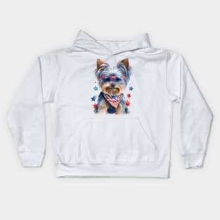 4th of July Yorkshire Terrier #1 Kids Hoodie